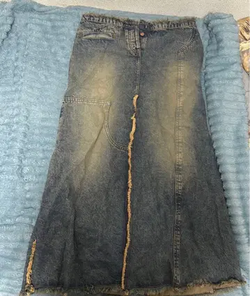 Reclaimed Vintage 데님 프린지 롱 스커트 y2k