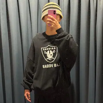 미사용 새상품 NFL 라스베이거스 라이더스 로고 맨투맨 스트릿 스타일