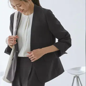 노카라 자켓 수트 셋업 블랙 36 S