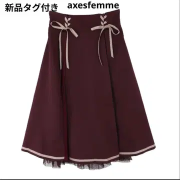 택 포함 새상품 axes femme 레이스업 플리츠 절개 스커트