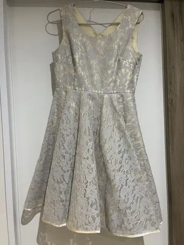 얇은 그레이 레이스 슬리브리스 원피스