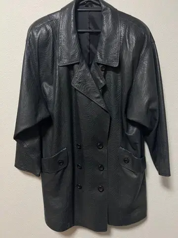 일본제 양가죽 램 가죽 더블 롱 코트 블랙 M 천연 가죽 아우터