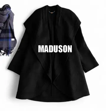 온워드 매디슨 고품질 압축 울 드레이프 A라인 실루엣 코트 블랙