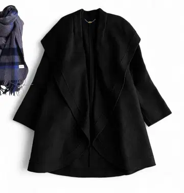 온워드 매디슨 고품질 압축 울 드레이프 A라인 실루엣 코트 블랙