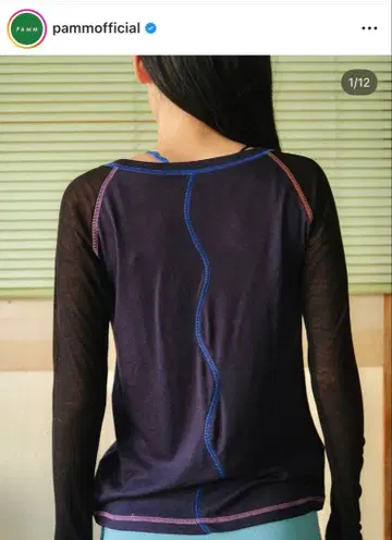 PAMM 시스루 래글런 롱T 네이비 블랙