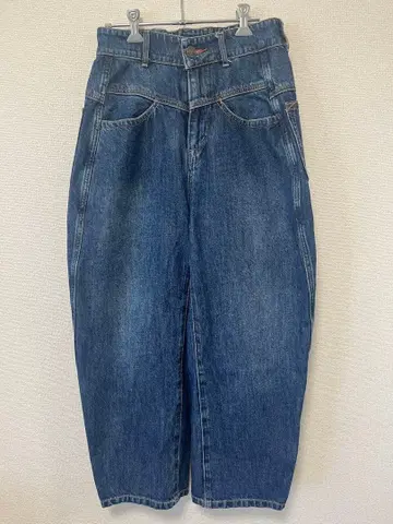 caffe 다크 블루 와이드 레그 데님