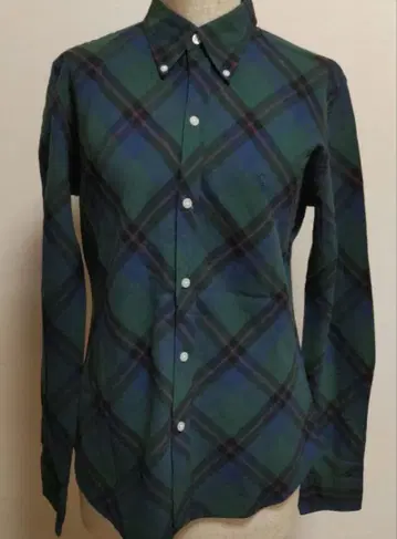 랄프 로렌 로고 자수 긴팔 셔츠 그린 계열 체크