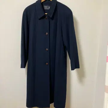 캐시미어 네이비 버튼 달린 롱 코트