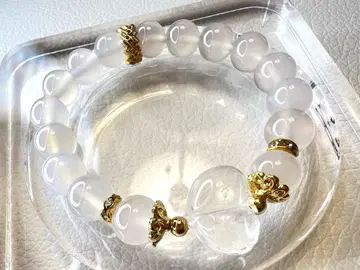 화이트 오닉스 하트 수정 팔찌