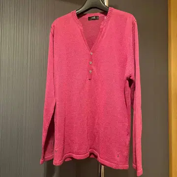 23구 HOMME 핑크 헨리넥 면 니트 스웨터 50 23구 옴