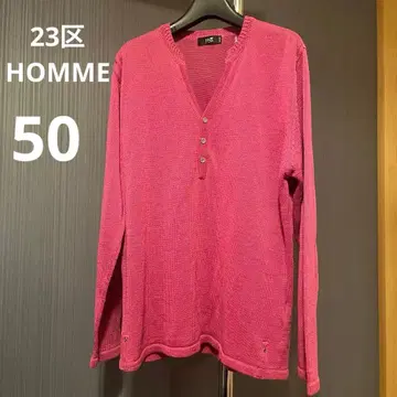 23구 HOMME 핑크 헨리넥 면 니트 스웨터 50 23구 옴