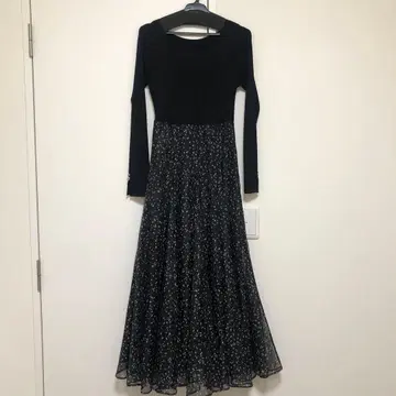 미사용 마이 스트라다 롱 니트&쉬폰 원피스 블랙