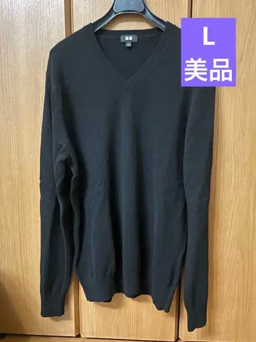 새상품급 유니클로 캐시미어 V넥 스웨터 L 블랙