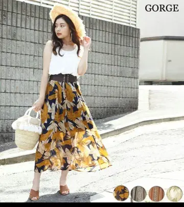 GORGE 인기 완판 벨트 포함 꽃무늬 원피스