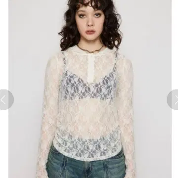 라구아젬 FLOR LACE HOODIE 상의 레이스 후드 Y2K