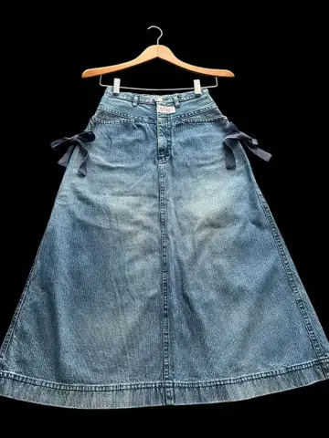 핑크하우스 데님 스커트 사이드 리본 XS