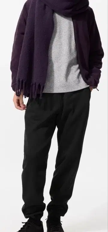 유니클로 히트텍 보아 스웨트 팬츠 긴 길이 블랙 남성용 XL