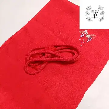 X2 화 오비 장식 천 허리띠 2개 세트 포도 자수 빨간색