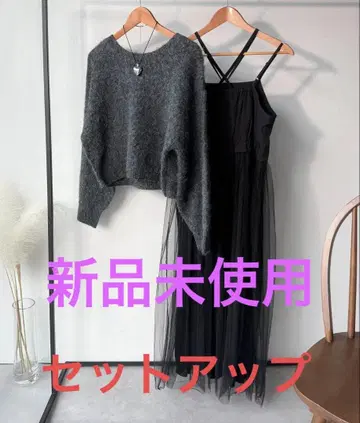 칭찬받는 원피스 멀티웨이 니트 x 튤 원피스 세트 (세트 아이템)