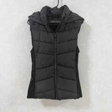 ZARA 다운 베스트 후드 부착 블랙 여성용 블랙