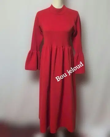 미사용 Bou jeloud 오렌지 레드 니트 롱 원피스