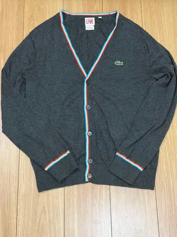 LACOSTE 라코스테 LIVE 그레이 컬러 라인 가디건 사이즈 4