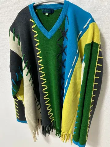 맥그리거 니트 컬러풀 M 사이즈 프린지 울 100%