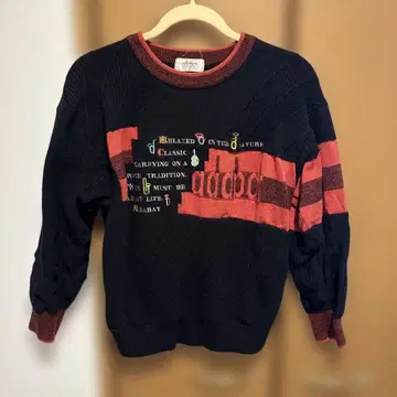 adabar 스트라이프 스웨터 블랙/레드 사이즈 4