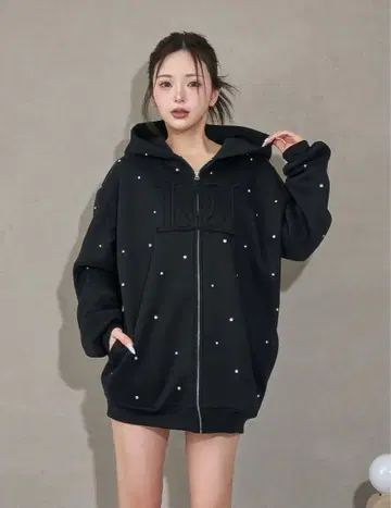 Darich 다리치 DD 로고 비쥬 지퍼 후드티 BLK 블랙