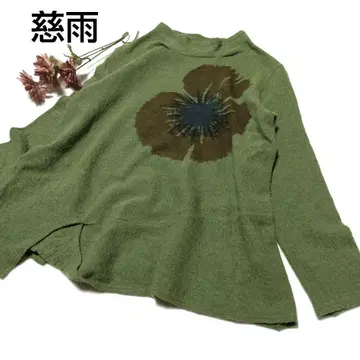 새상품급 지우 꽃무늬 프린트 긴팔 니트 올리브 그린 L 센소유니코