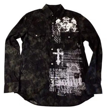 Y2K 헤이세이 갸루 스컬 영문 디자인 셔츠 M 펑크 새상품급