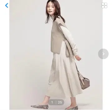 나노 유니버스 베이지 니트 베스트 세트 롱 원피스 긴팔