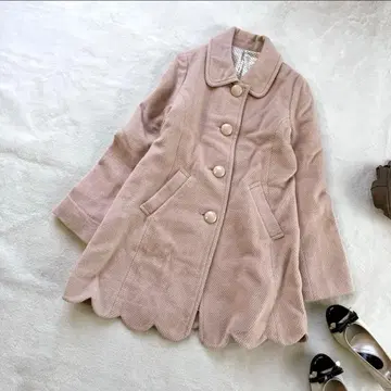 루델루 여성용 코트 미들 기장 핑크 헤이세이 갸루