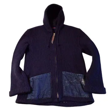 명작 blueblue 압축 니트 후드 부착 코트 빅 사이즈 L