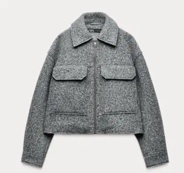 ZARA 그레이 울 혼방 자켓 부클레 크롭 자켓 M