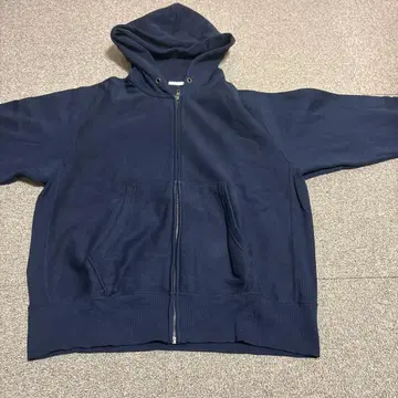 네이비 풀 집업 후드티 후드 부착