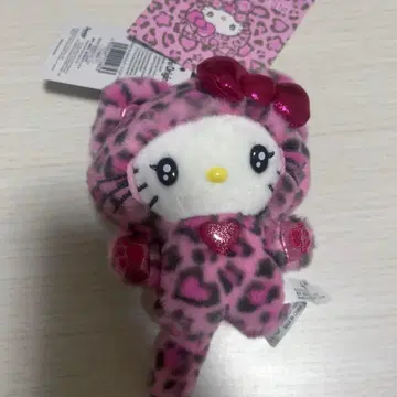산리오 헬로키티 마스코트 홀더 봉제 인형 갸루 고양이 레오파드 무늬