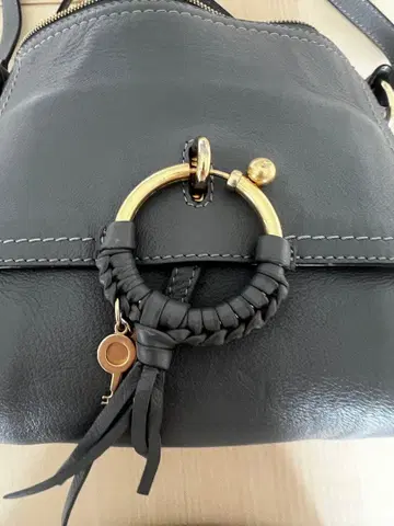 그레이 가죽 핸드백 중형