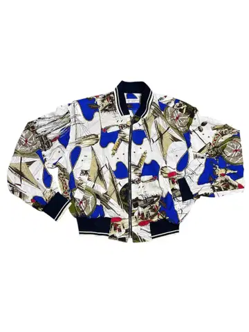 리브 자켓 블루종 어깨 패드 포함 빈티지 구제 의류 K0468