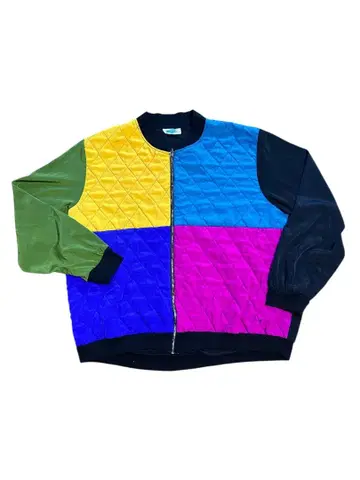 멀티 컬러 퀼팅 자켓 레트로 구제 의류 빈티지 K0558