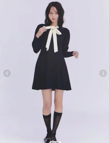 릴리 브라운 lily brown 보타이 리본 니트 원피스