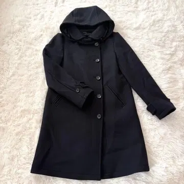 어반 리서치 롱 코트 울 M 네이비 여성용 후드