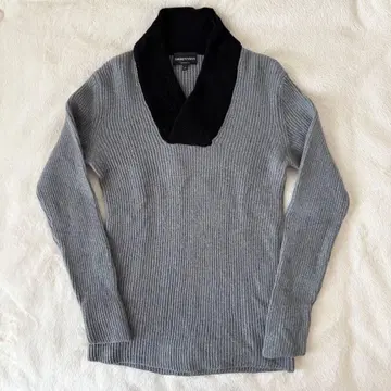 EMPORIO ARMANI 이탈리아제 리브 편직 스웨터 46 그레이/블랙