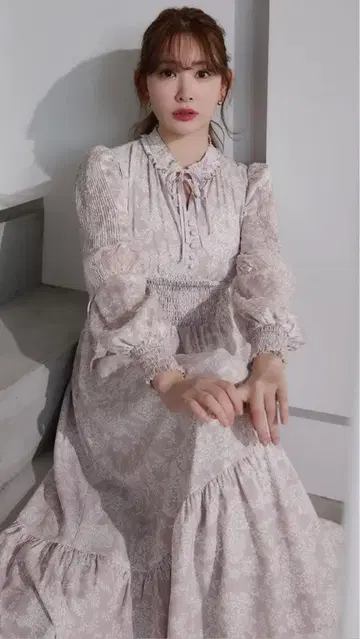 herlipto Winter Floral Long-sleeve Dress