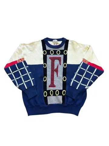 FARNESE 파르네제 자수 니트 스웨터 구제 의류 K0389