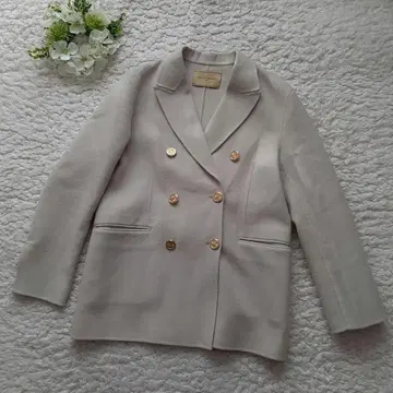 유나이티드 애로우즈 더블 자켓 베이지 S 울 골드 버튼 36