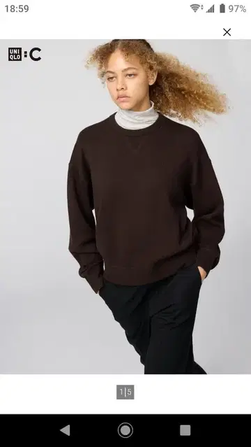 UNIQLO 긴팔 코튼 크루넥 스웨터 완판 다크 브라운 M