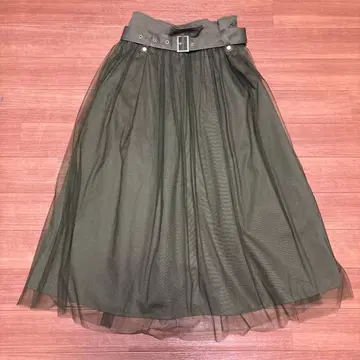Lois CRAYON 플레어 스커트 오간자 카키색 사이즈 M