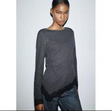 ZARA 소프트 레이스 상의 그레이