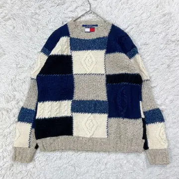 [ 새상품급 ] 타미힐피거 니트 스웨터 패널 디자인 M 멀티 컬러